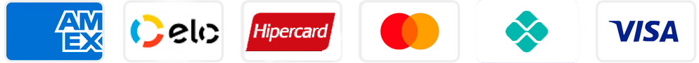 Aceitamos Visa, Mastercard, Amex e Pix